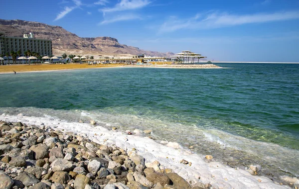 Modern Hotel Shores Dead Sea Surrounded Judean Mountains Israel Middle — Stock Photo, Image
