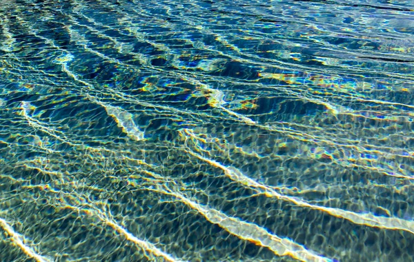 Waves Blue Transparent Water Swimming Pool Sunlight Rays Reflections — Stock Photo, Image