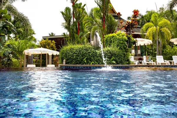 Piscine Avec Eau Turquoise Milieu Jardins Tropicaux Sur Île Koh — Photo