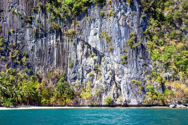 Stora Karstberg Övervuxna Med Buskar Öde Indiska Oceanen Palawan Filippinerna — Stockfoto