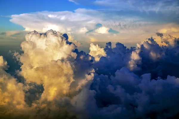 View Beautiful Sunset Sky Stormy Clouds Airplane — Stock Photo, Image