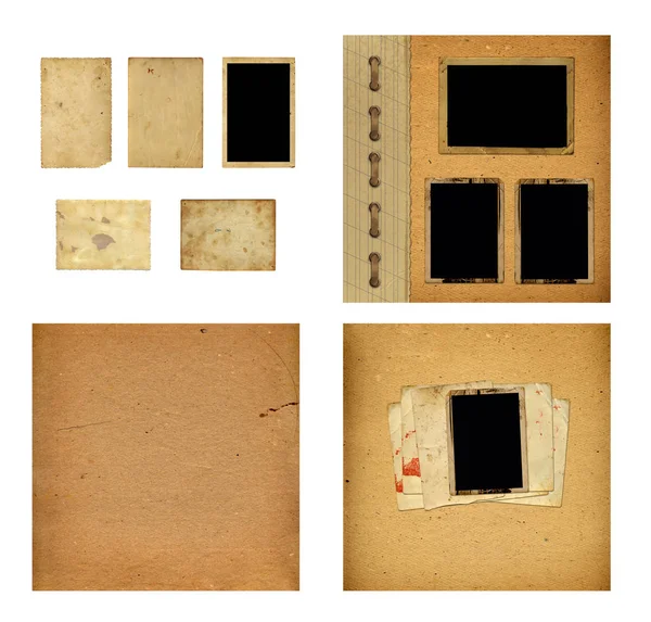Conjunto de álbumes antiguos con marcos de papel vintage —  Fotos de Stock
