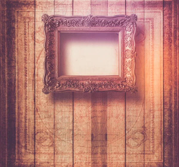 Old room, grunge interior with frames in style baroque — Stock Photo, Image