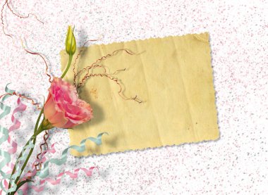 Demet gül ile davet için vintage kartpostal