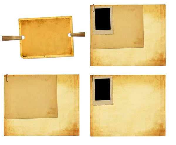 Old vintage paper with grunge frames for photos — Stock Photo, Image