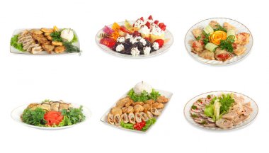 Et ve sebze izole şenlikli yemek seti