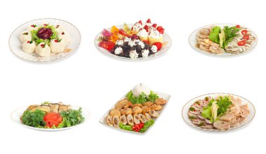 Et ve sebze izole şenlikli yemek seti