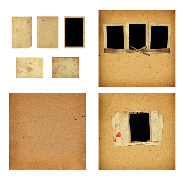 Instellen van oude albums met papier vintage frames — Stockfoto