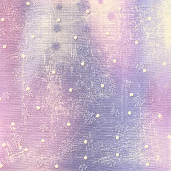 Tarjeta de Navidad con copos de nieve en el fondo de invierno — Foto de Stock