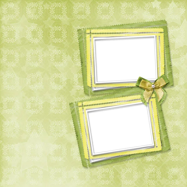 Green card for invitation or congratulation with frame — Stock Photo, Image