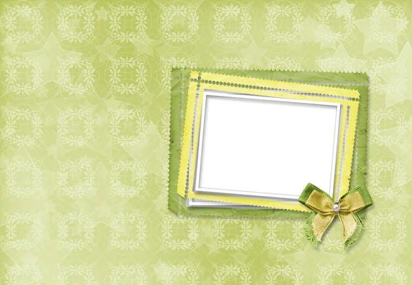 Green card for invitation or congratulation with frame — Stock Photo, Image