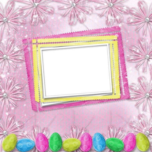 イースターを祝うために卵とパステルの背景 — ストック写真