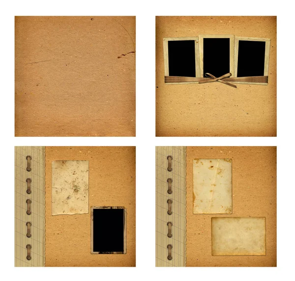 Set of old albums with paper vintage frames — Stock Photo, Image