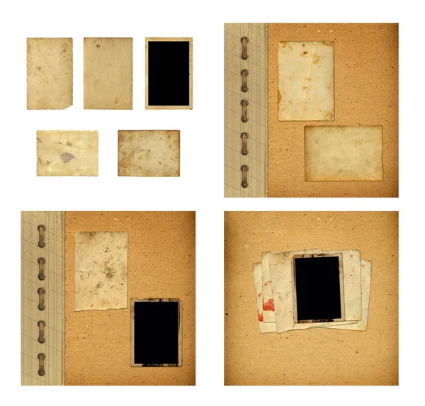 Set alter Alben mit alten Papierrahmen — Stockfoto