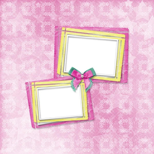 Pink card for invitation or congratulation with frame — Stock Photo, Image