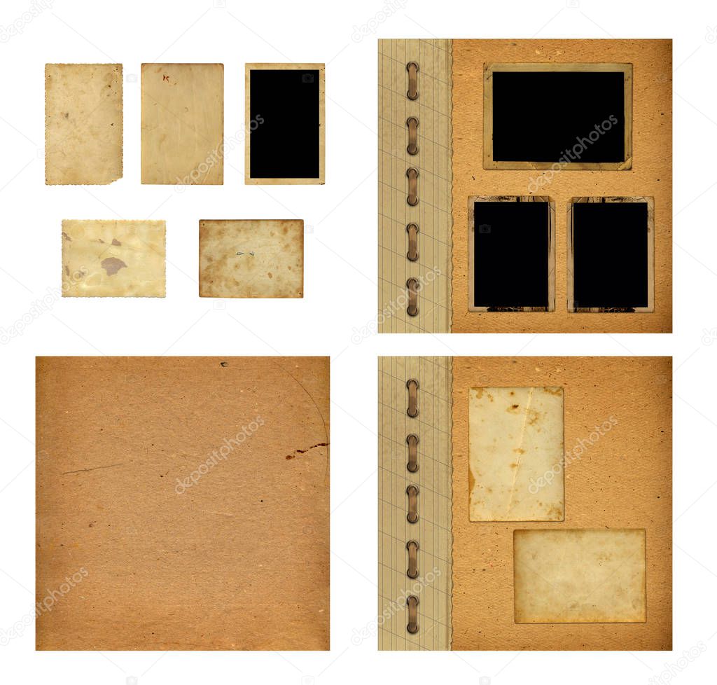 Set of old albums with paper vintage frames