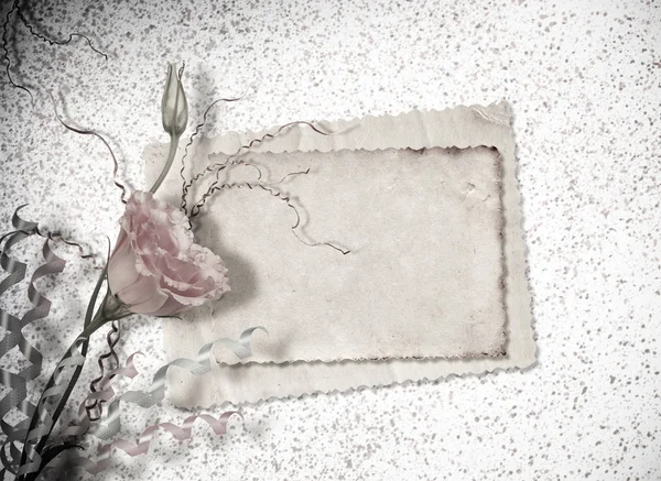 バラの花束と招待状のヴィンテージのポストカード — ストック写真