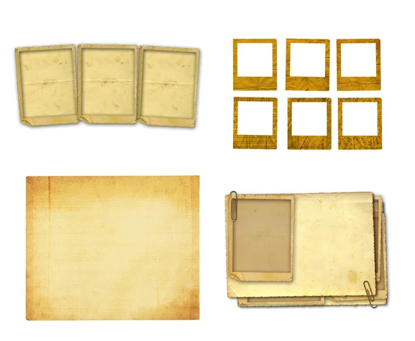 Old vintage paper with grunge frames for photos — Stock Photo, Image