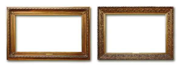 Set van drie vintage gouden barok houten frames op geïsoleerde achtergrond — Stockfoto