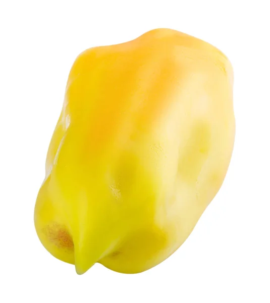 Peperoni freschi crudi gialli su fondo bianco — Foto Stock