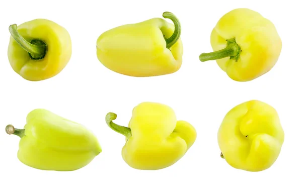 Set Frischer Roher Gelber Und Grüner Paprika Auf Weißem Hintergrund — Stockfoto