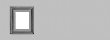 Tek renkli arka planda gri ahşap çerçeve. Tasarım için basit bir model. Metnin için boşluk kopyala.