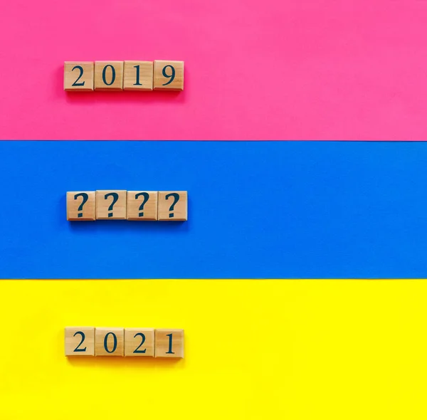 Fondo Papel Azul Rosa Amarillo Con Texto Conceptual 2020 Para —  Fotos de Stock