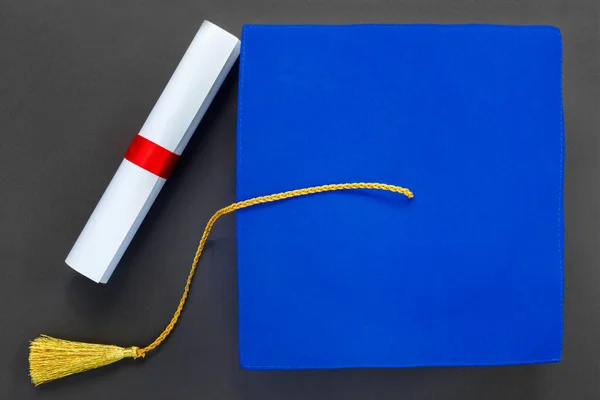 Capa Graduação Diploma Fundo Papel Preto Graduação Educação Distância — Fotografia de Stock