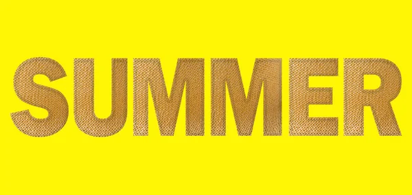 Inscrição Verão Fundo Papel Amarelo Brilhante — Fotografia de Stock
