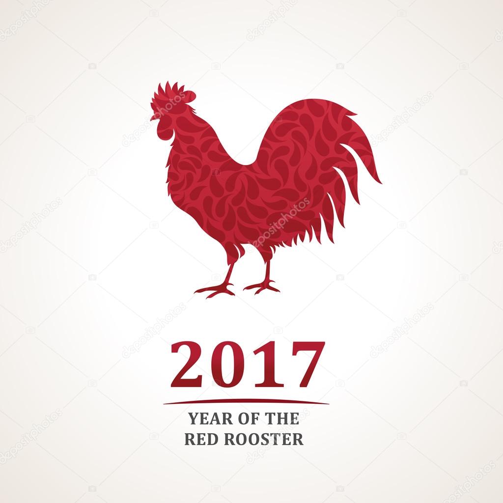 Vector red rooster, symbol of 2017. The emblem the New Year according to the Chinese calendar
