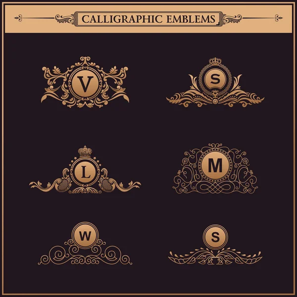 Vintage flourishes elements. Calligraphic ornaments set — Stock Vector