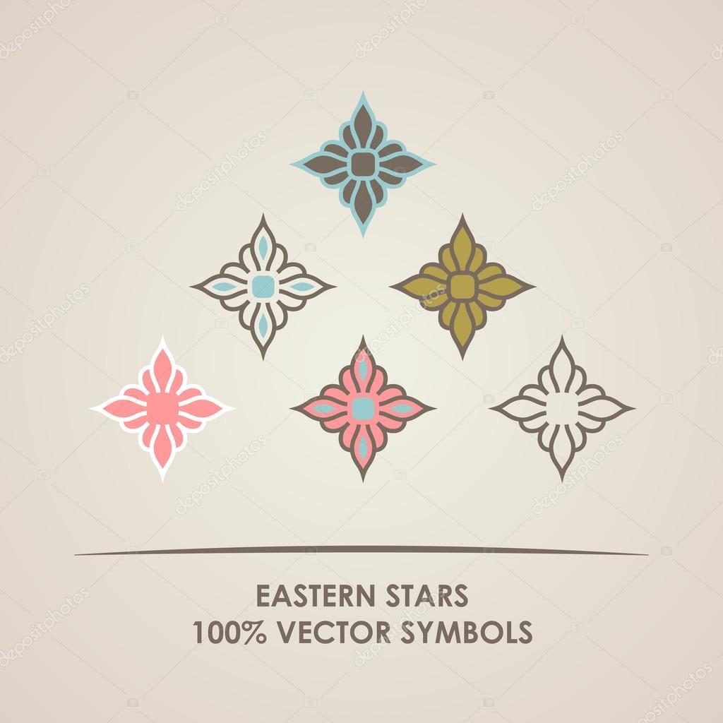 Geometric round Eastern star logo. Vector circular arabic ornamental symbol