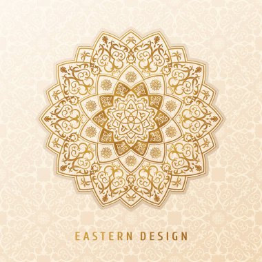 Etnik vektör desen mandala tasarım davetiye, kartları, etiketleri için. Yuvarlak logo ve etiketi şablonu. Lüks çiçek dokuma