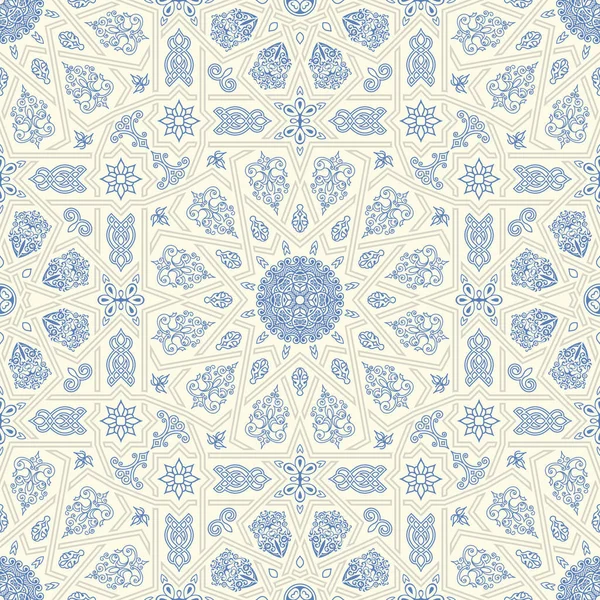 Seamless islamic Moroccan pattern. Ornamen geometris Arab - Stok Vektor