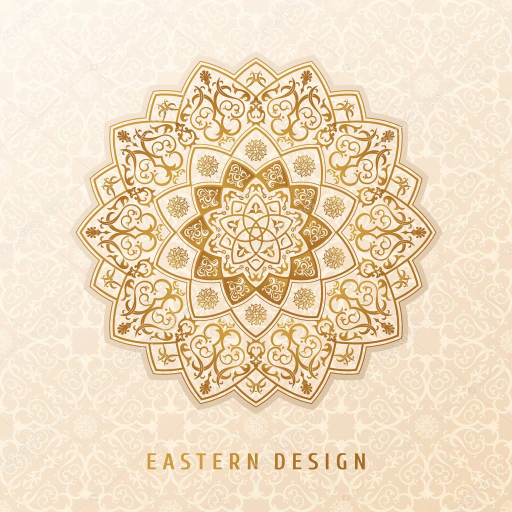 Ethnic vector pattern mandala design for invitations, cards, labels. Round logo and label template. Luxury floral woven pattern. Oriental ornament in boho style. Islamic background