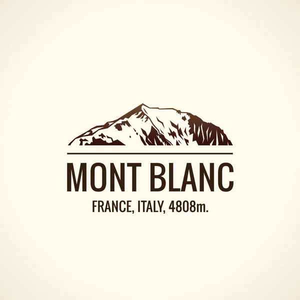 Logotipo del vector turístico de montaña. Emblema Monte aventuras al aire libre. Icono del mundo montañas más altas — Archivo Imágenes Vectoriales