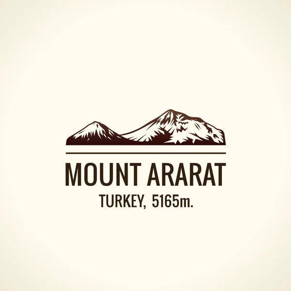 Logotipo del vector turístico de montaña. Emblema Monte aventuras al aire libre. Icono del mundo montañas más altas — Archivo Imágenes Vectoriales