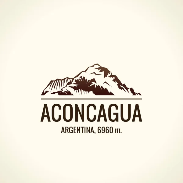 Logo vettore turistico di montagna. Emblema Monte avventure all'aperto. Icona delle montagne più alte del mondo — Vettoriale Stock