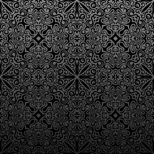 Modèle islam sans couture. Vintage fond floral noir — Image vectorielle