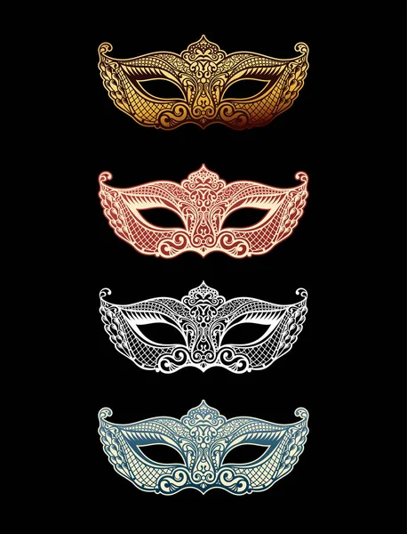 Hermoso conjunto de máscara de encaje. Mardi Gras vector de fondo — Archivo Imágenes Vectoriales
