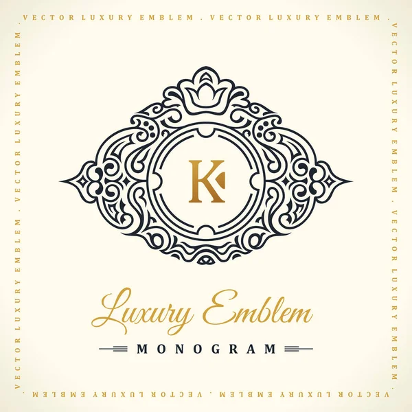 Conjunto de logotipo de oro vintage. Florece cresta adorno caligráfico — Vector de stock