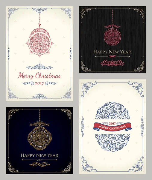 Ustawienie pionowe kartki świąteczne wakacje. Zimowe pozdrowienia opakowania na prezenty — Wektor stockowy