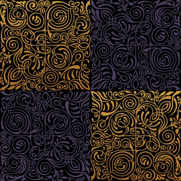 Patrón floral islámico sin costuras. Adorno de oro vintage. Flor azulejo textura cuadrado fondo Vector — Vector de stock