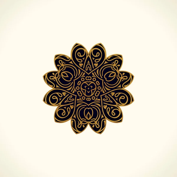 Vector logo ontwerp. Floral ronde gouden ster van de islam. Vintage element, embleem in Oost-stijl — Stockvector