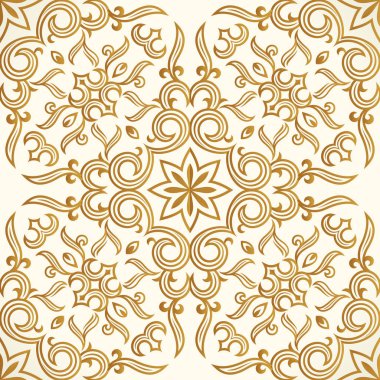 Vektör sanat süsleme ile seamless altın modeli. Vintage öğeler için Victoria tarzı tasarım