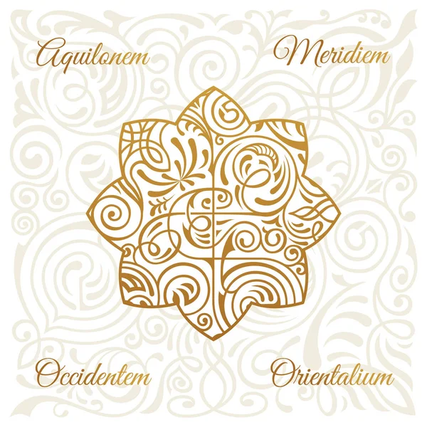 Wektor logo projektu. Kwiatowy okrągły star gold islamu. Vintage elementu, godło w stylu wschodnim — Wektor stockowy