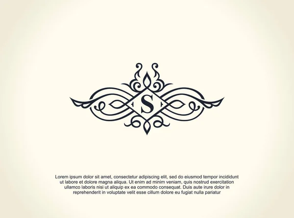 Calligraphic Luxury line logo. Flourishes elegant emblem monogram. Royal vintage divider design — Stock Vector