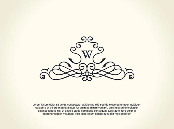 Kalligráfiai Luxury Line logó. Virágzik elegáns embléma monogram. Royal vintage elválasztó kialakítása — Stock Vector