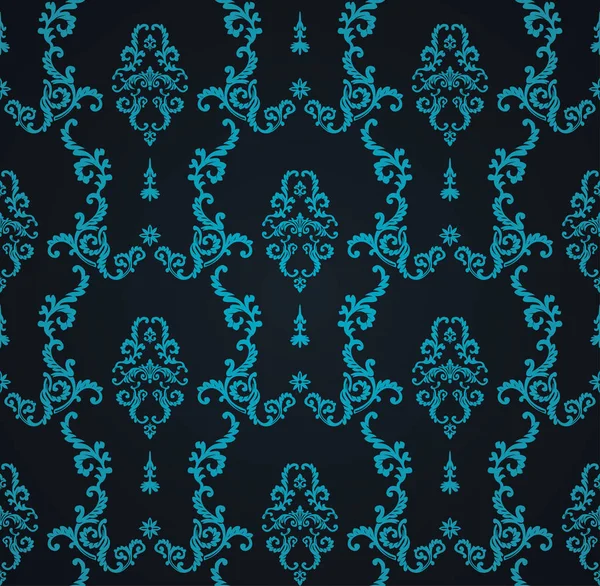 Vector seamless blue pattern with art ornament. Vintage elements for design in Victorian style. Ornamental lace tracery background. Ornate floral decor wallpaper — Stock Vector