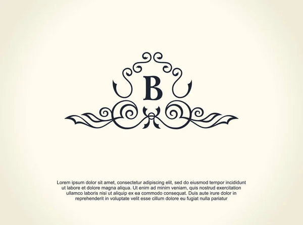 Logo de ligne de luxe calligraphique. Fleurit monogramme emblème élégant. Design de diviseur vintage royal — Image vectorielle